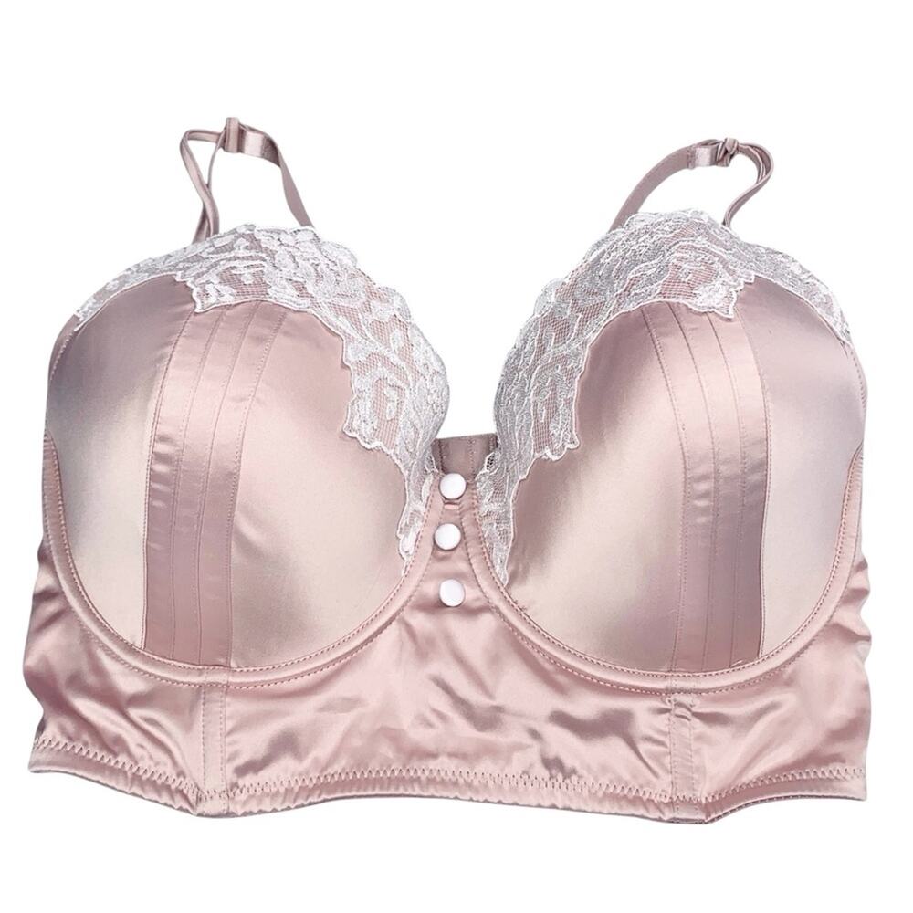 Parfait Affinitas Danielle Satin Lace Longline Bra 38DDD Pink Rose Coquette - Picture 4 of 13